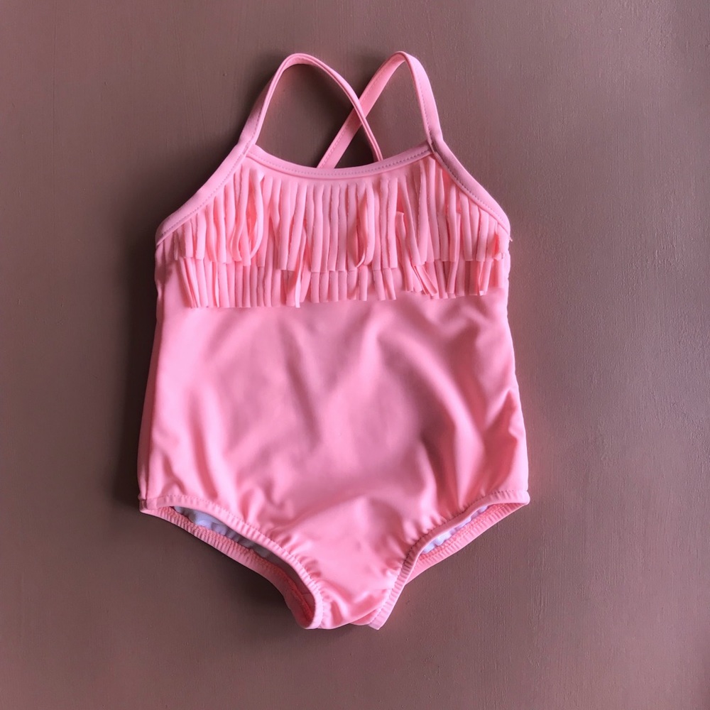 Carter’s Baby Girl Coral Fringe One-Piece Swimsuit
